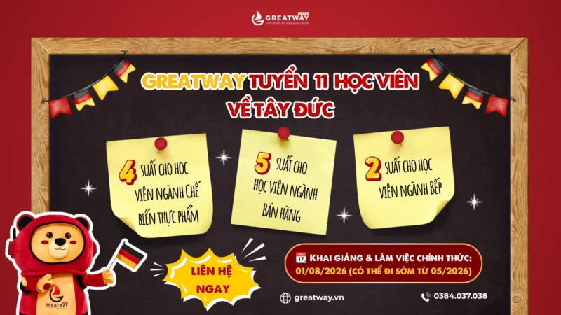 [GREATWAY] ĐƠN HÀNG DU HỌC NGHỀ ĐỨC NGÀNH CHẾ BIẾN THỰC PHẨM – ĐẦU BẾP – BÁN HÀNG NĂM 2026
